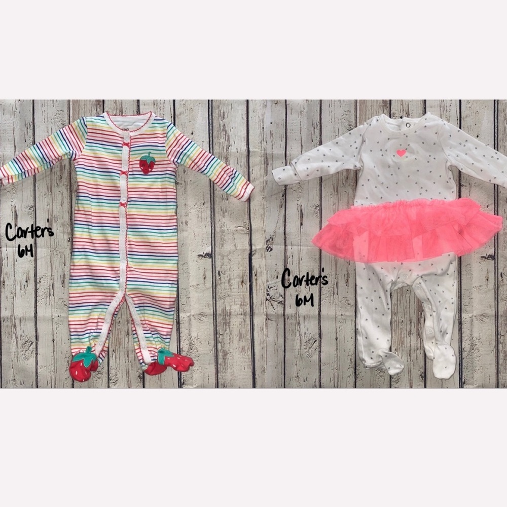Bundle of 2 Baby Girls Pajamas/ Footies/ Coveralls